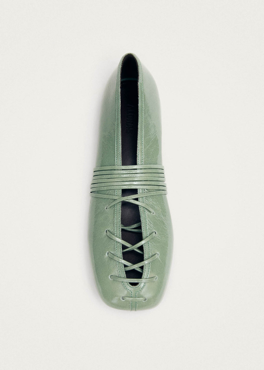 Bumi Onix Green Leather Ballet Flats