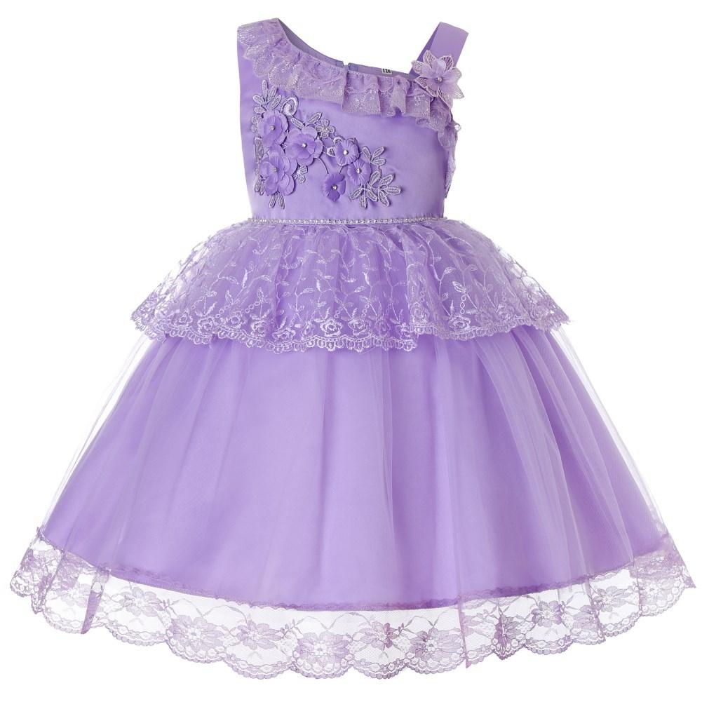 Flower Girl Dresses Lace Cute Princess Kids Formal Wedding Birthday Holiday Party