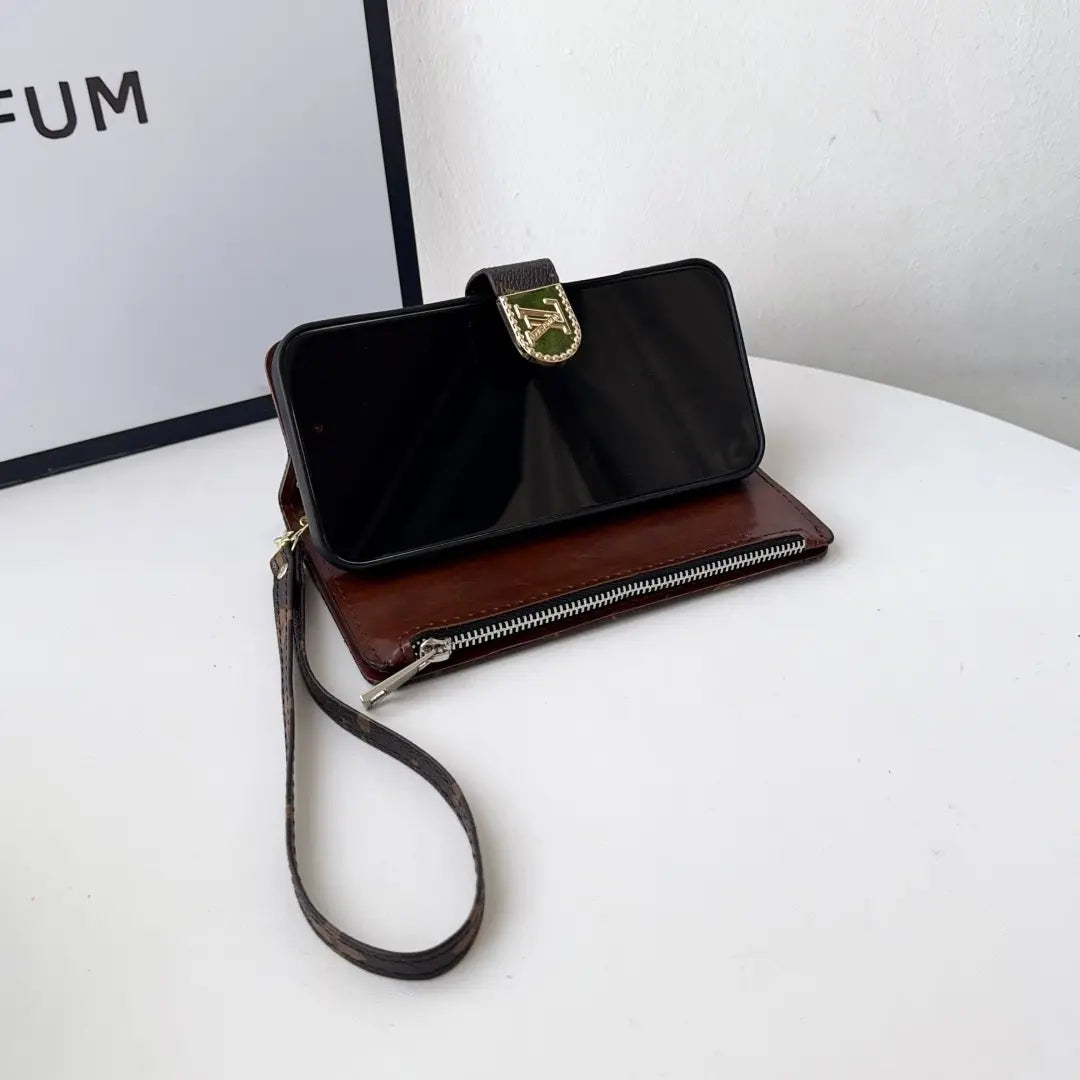 Classic Monogram Leather iPhone Wallet Case