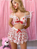 3 Piece Strawberry Lingerie Set