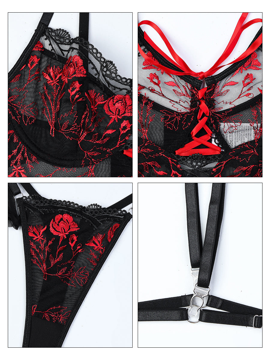 Bed of Roses Embroidered Bustier Set