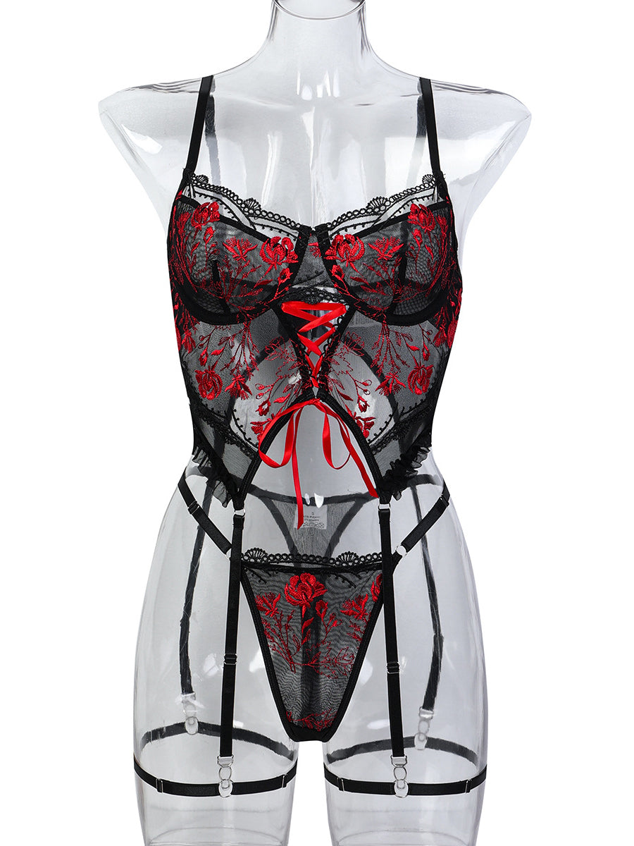Bed of Roses Embroidered Bustier Set