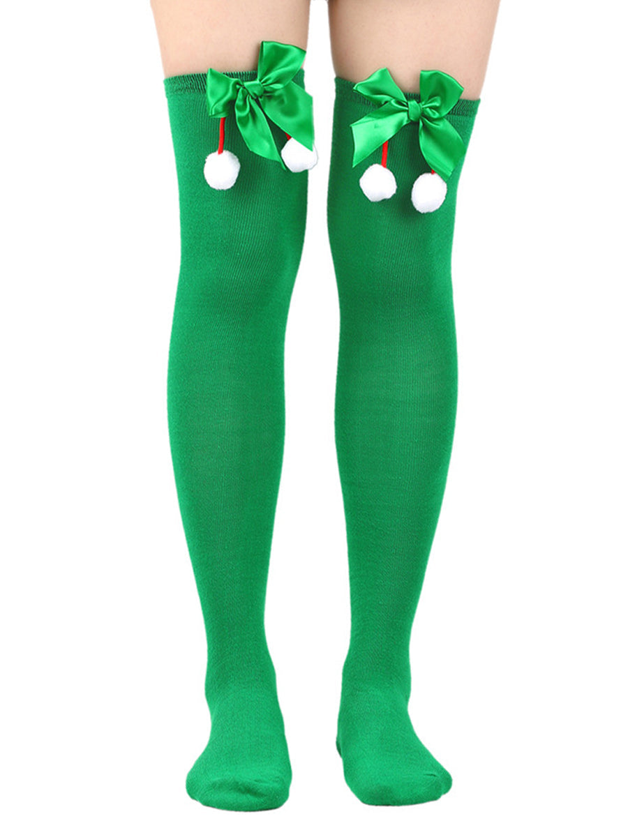 Christmas Thigh High Stocking with Red Bow