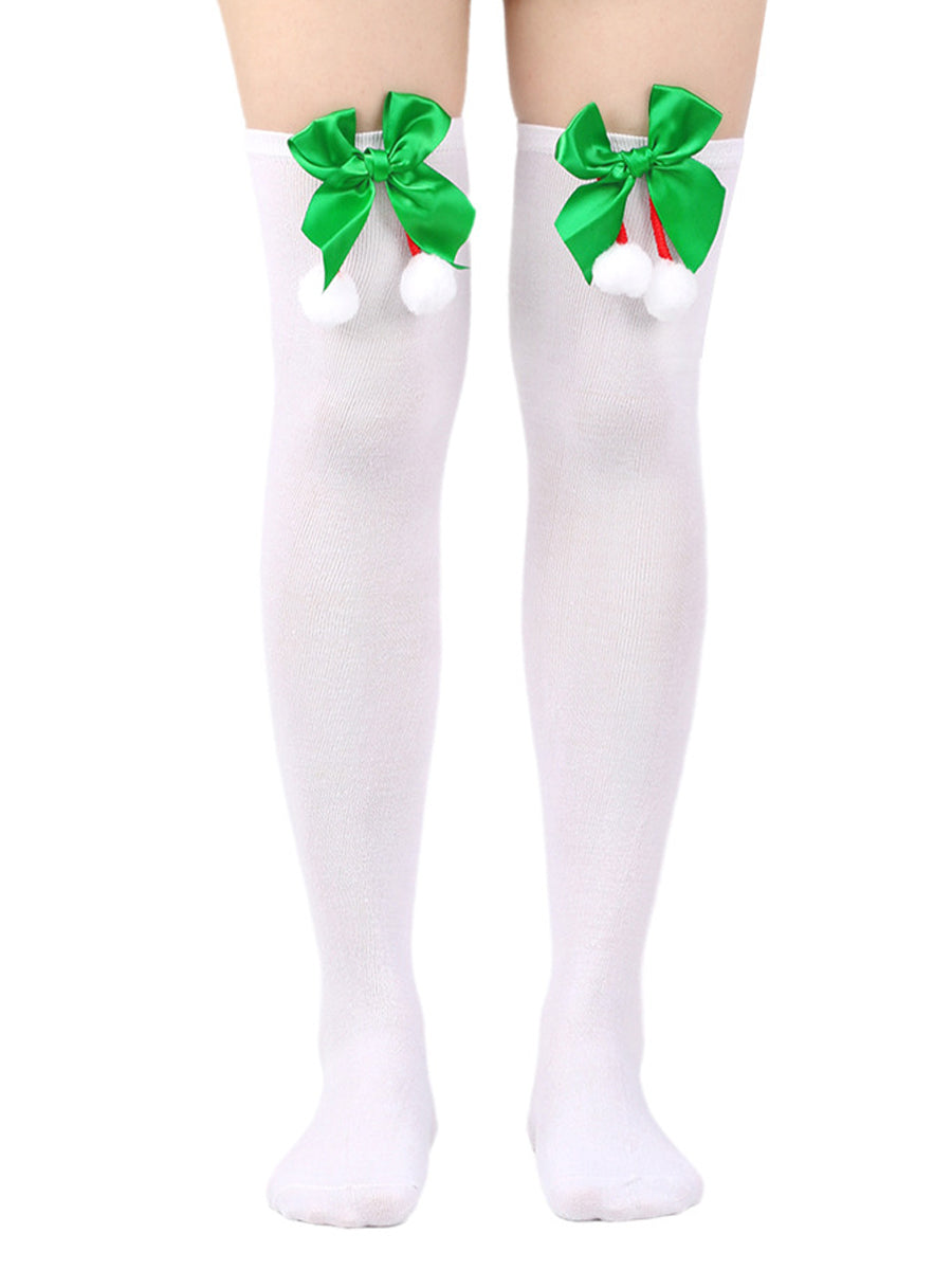 Christmas Thigh High Stocking with Red Bow