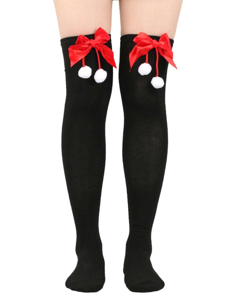 Christmas Thigh High Stocking with Red Bow