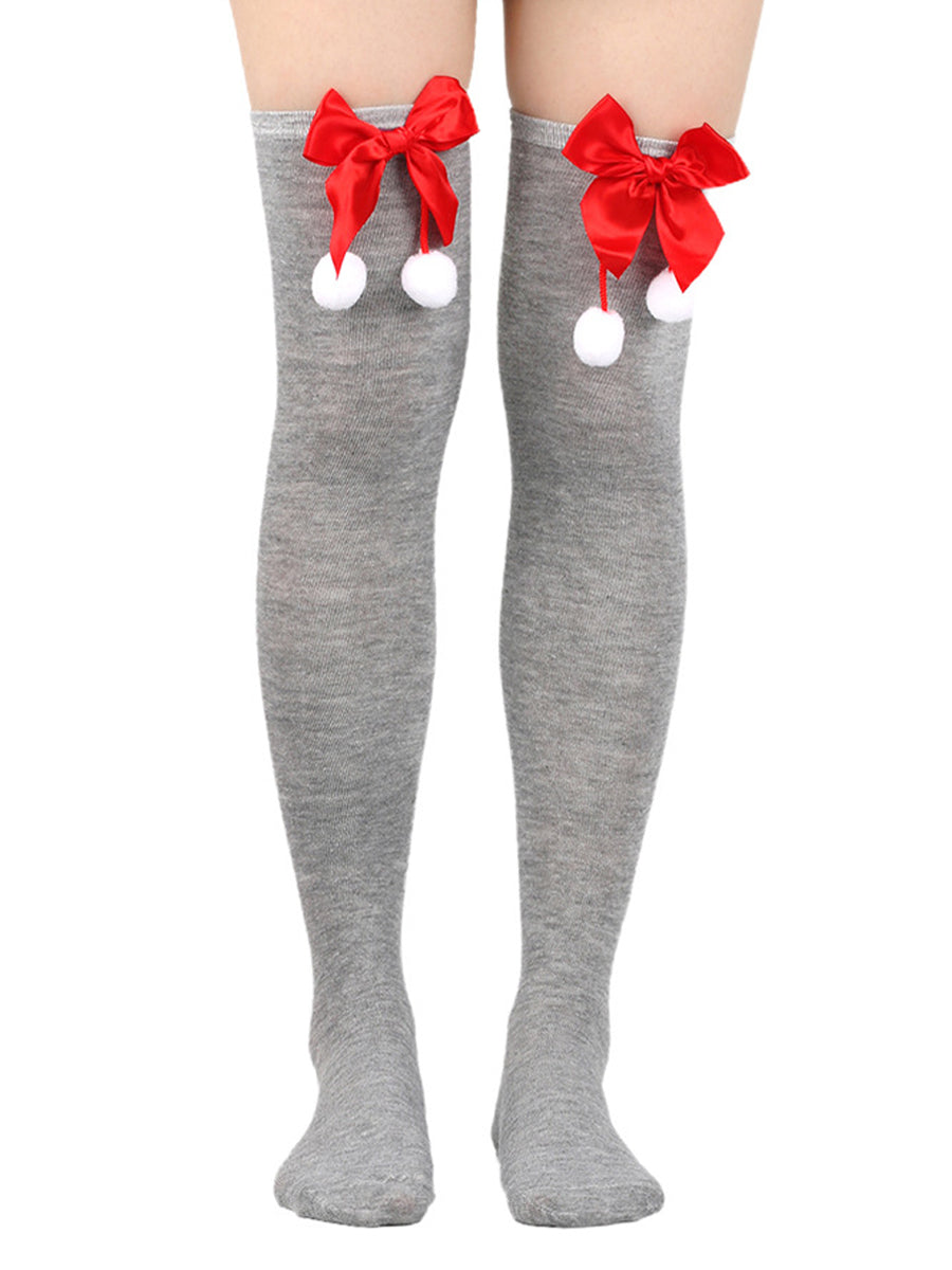 Christmas Thigh High Stocking with Red Bow