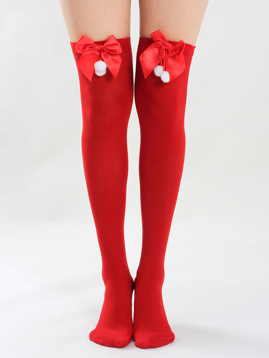Christmas Thigh High Stocking with Red Bow