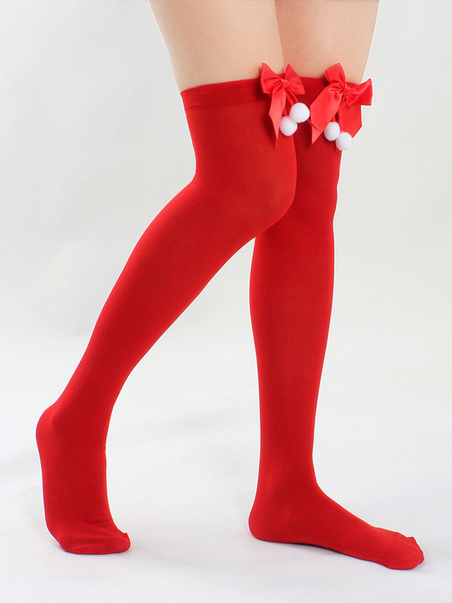 Christmas Thigh High Stocking with Red Bow