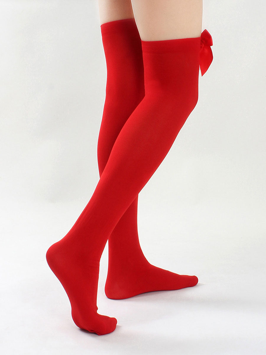 Christmas Thigh High Stocking with Red Bow