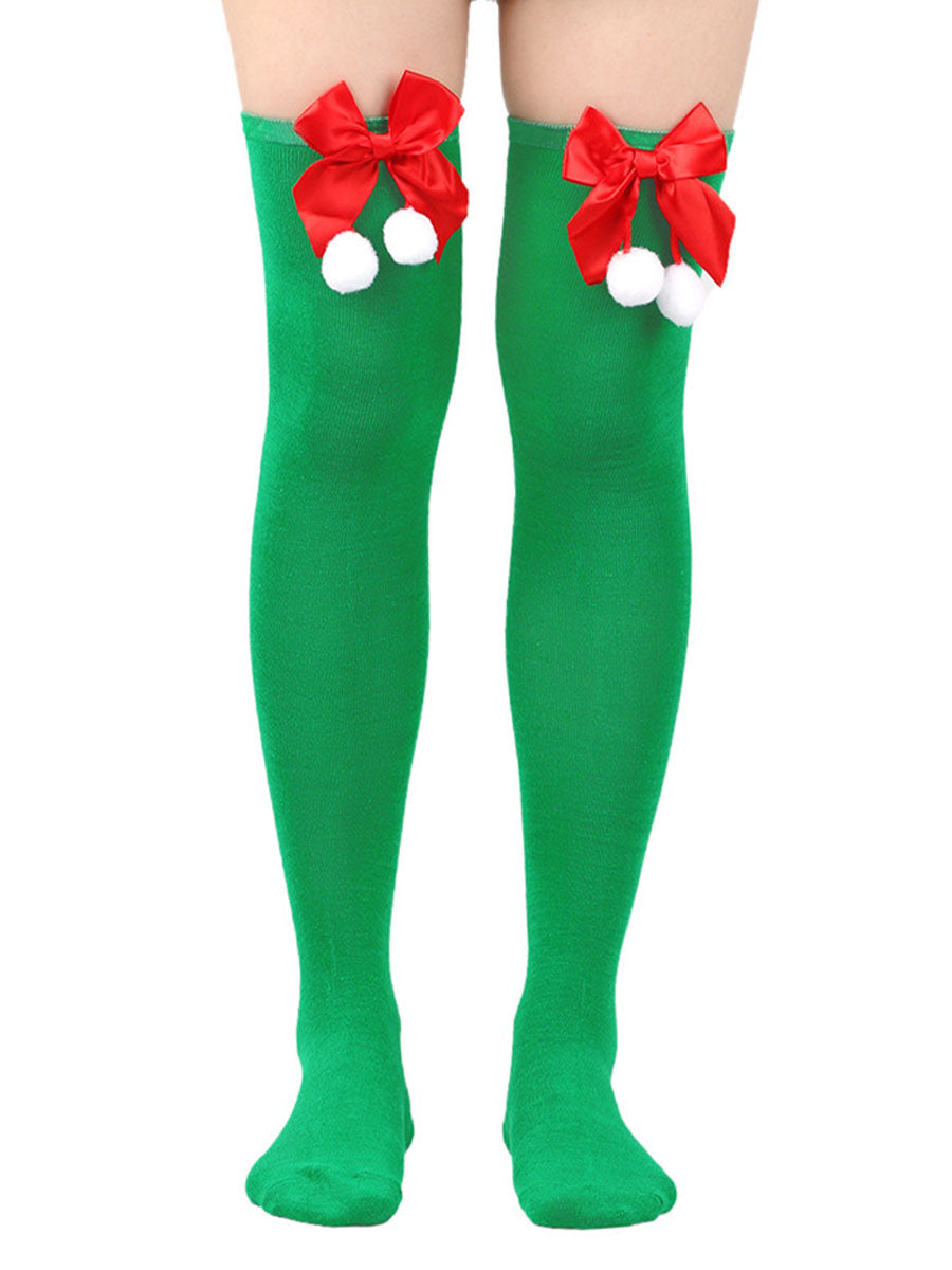 Christmas Thigh High Stocking with Red Bow