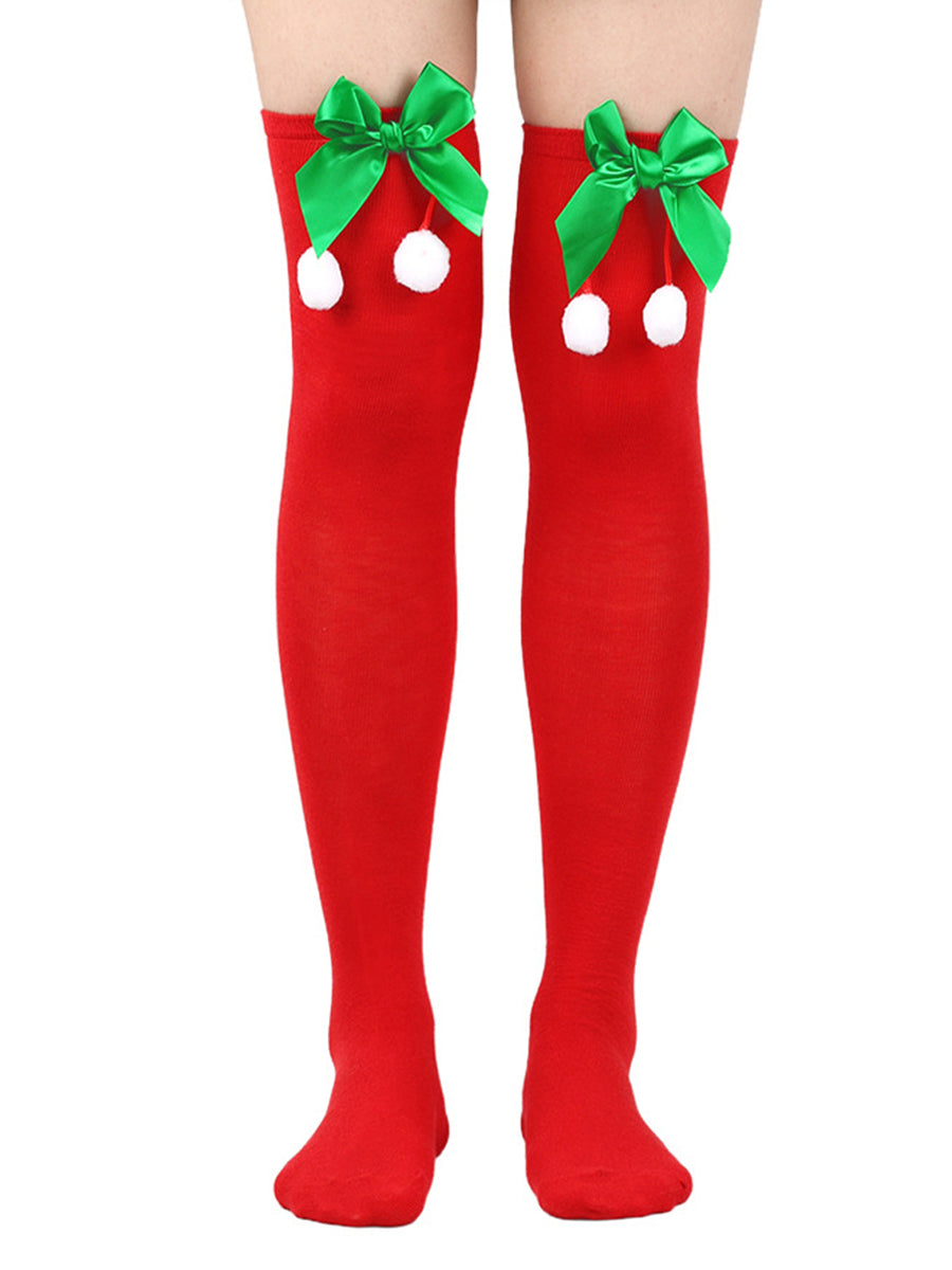 Christmas Thigh High Stocking with Red Bow