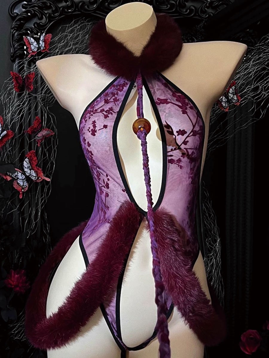Crotchless Chinese Style Teddy Lingerie