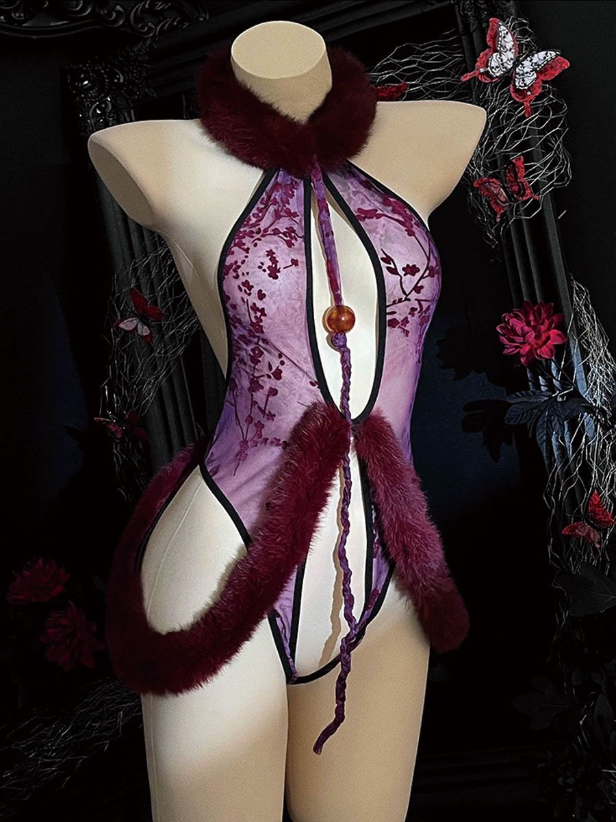 Crotchless Chinese Style Teddy Lingerie