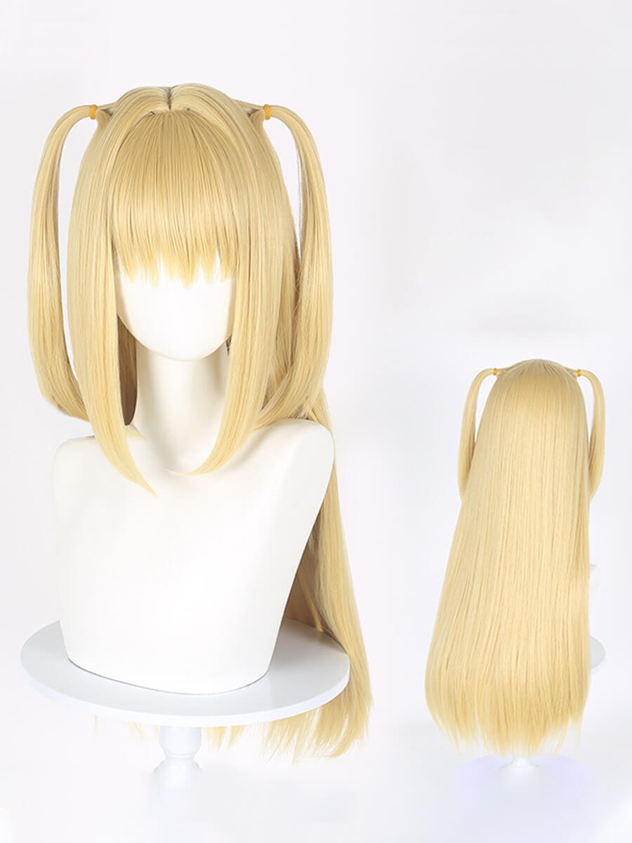 Long Gloden Ponytails Cosplay Wig