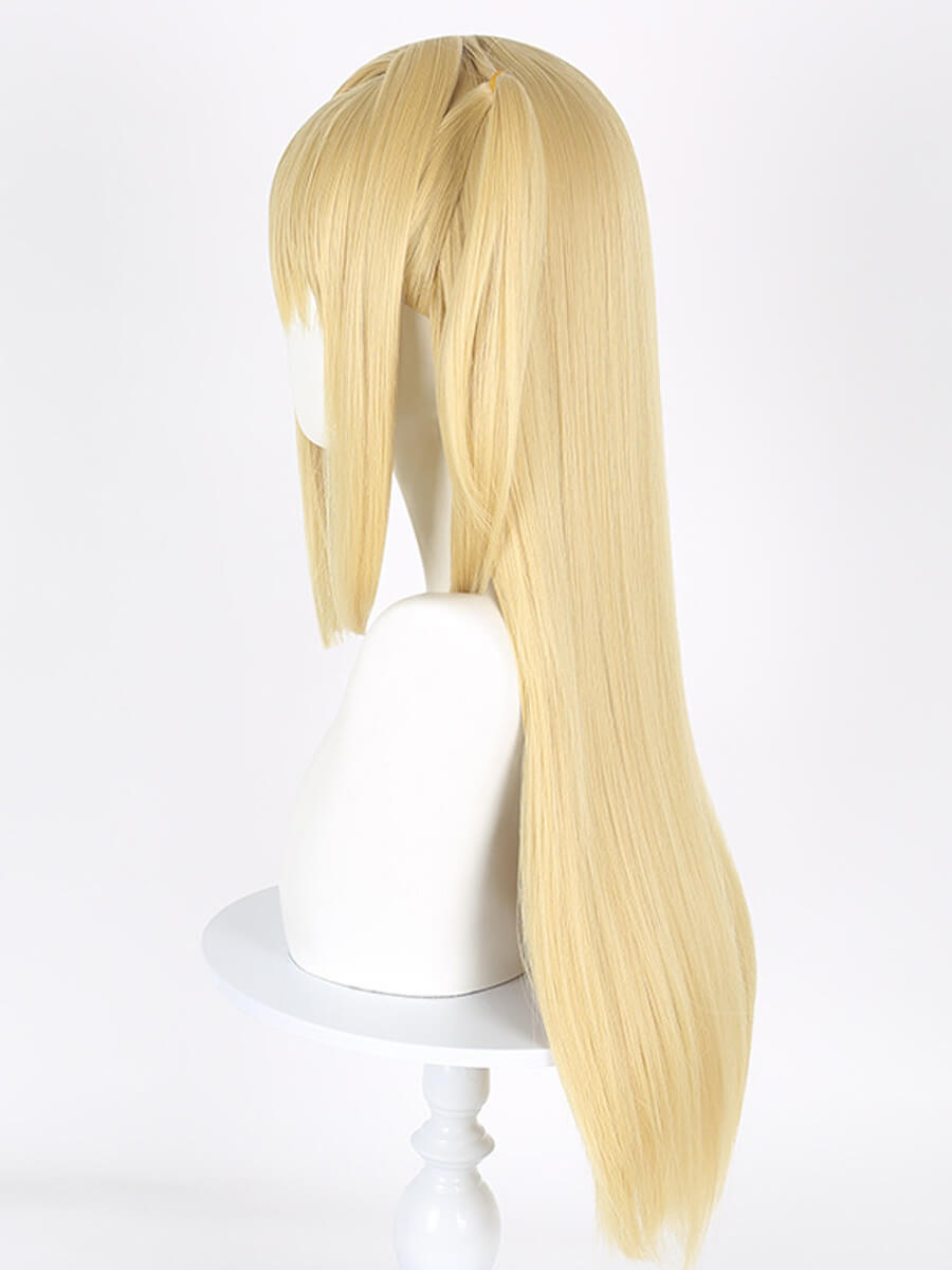 Long Gloden Ponytails Cosplay Wig