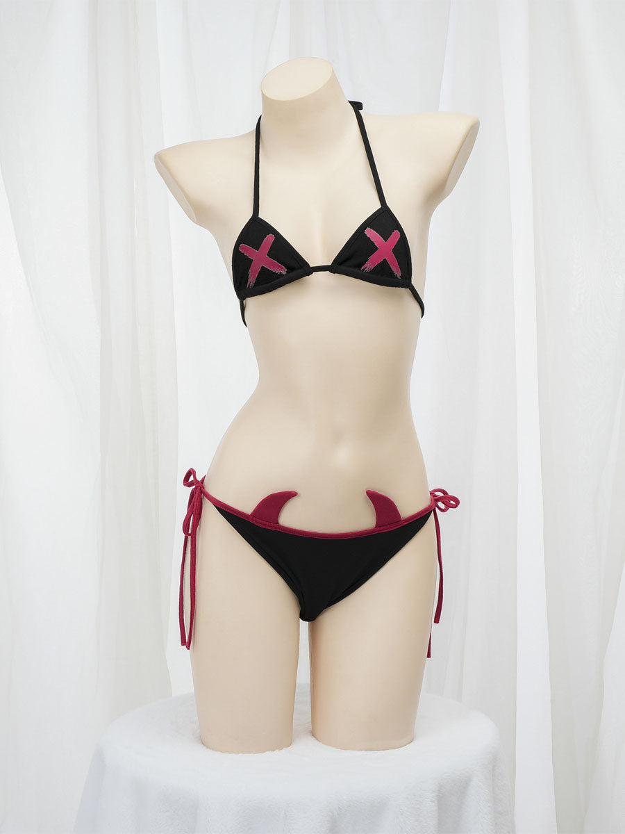 Devil Cropped Hoodie with Bikini