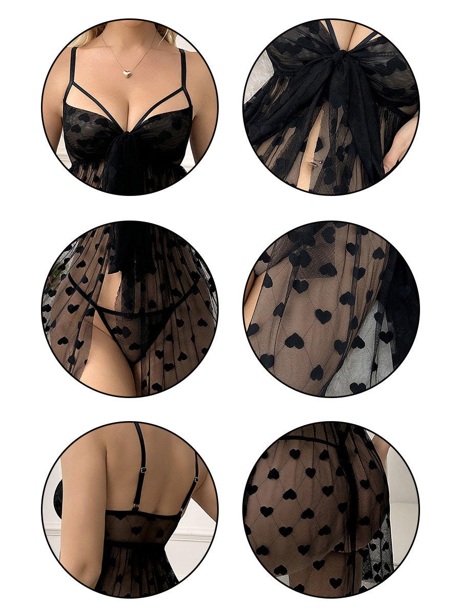 Heart Print Babydoll Set