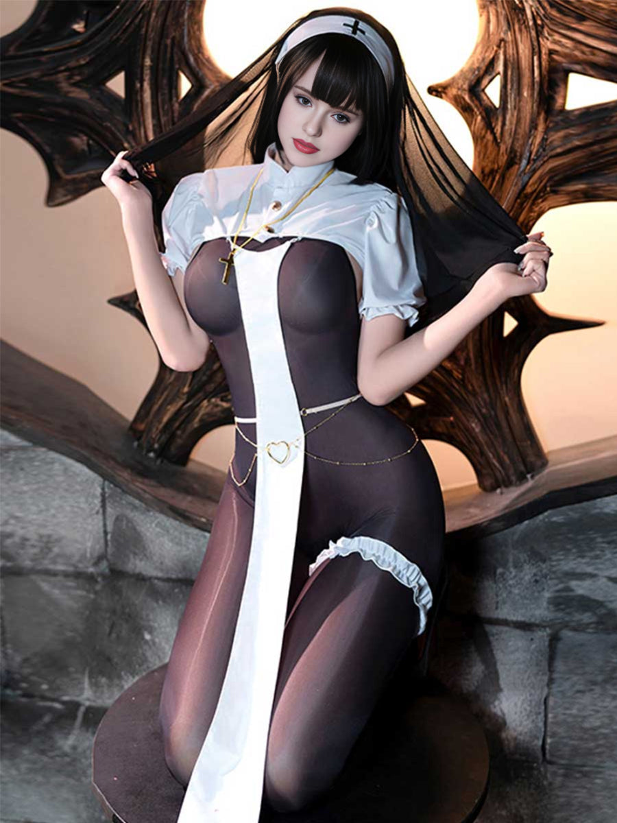 Plus Size Crotchless Nun Costume