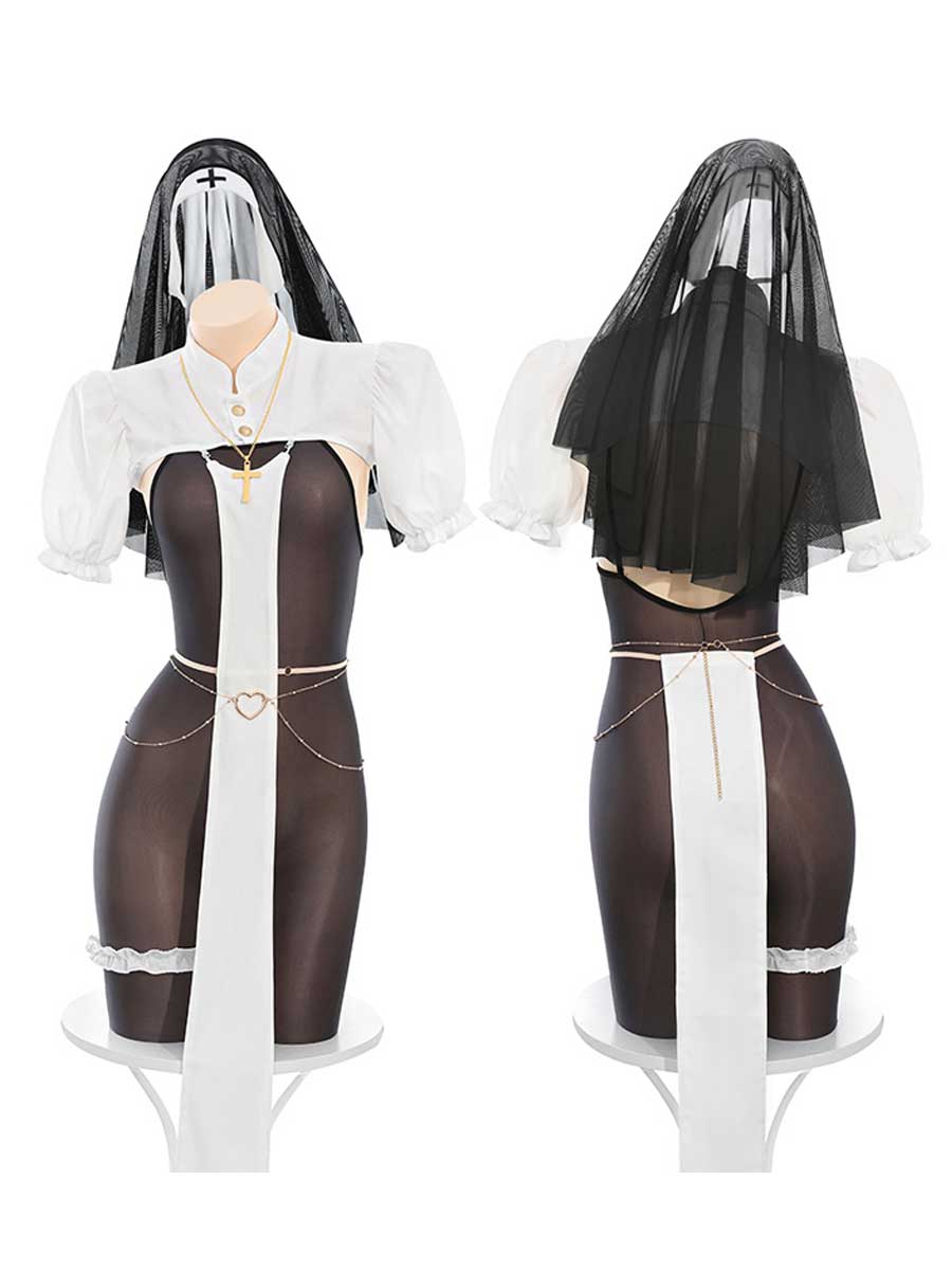 Plus Size Crotchless Nun Costume