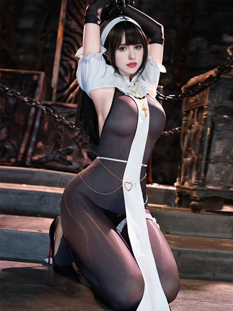 Plus Size Crotchless Nun Costume