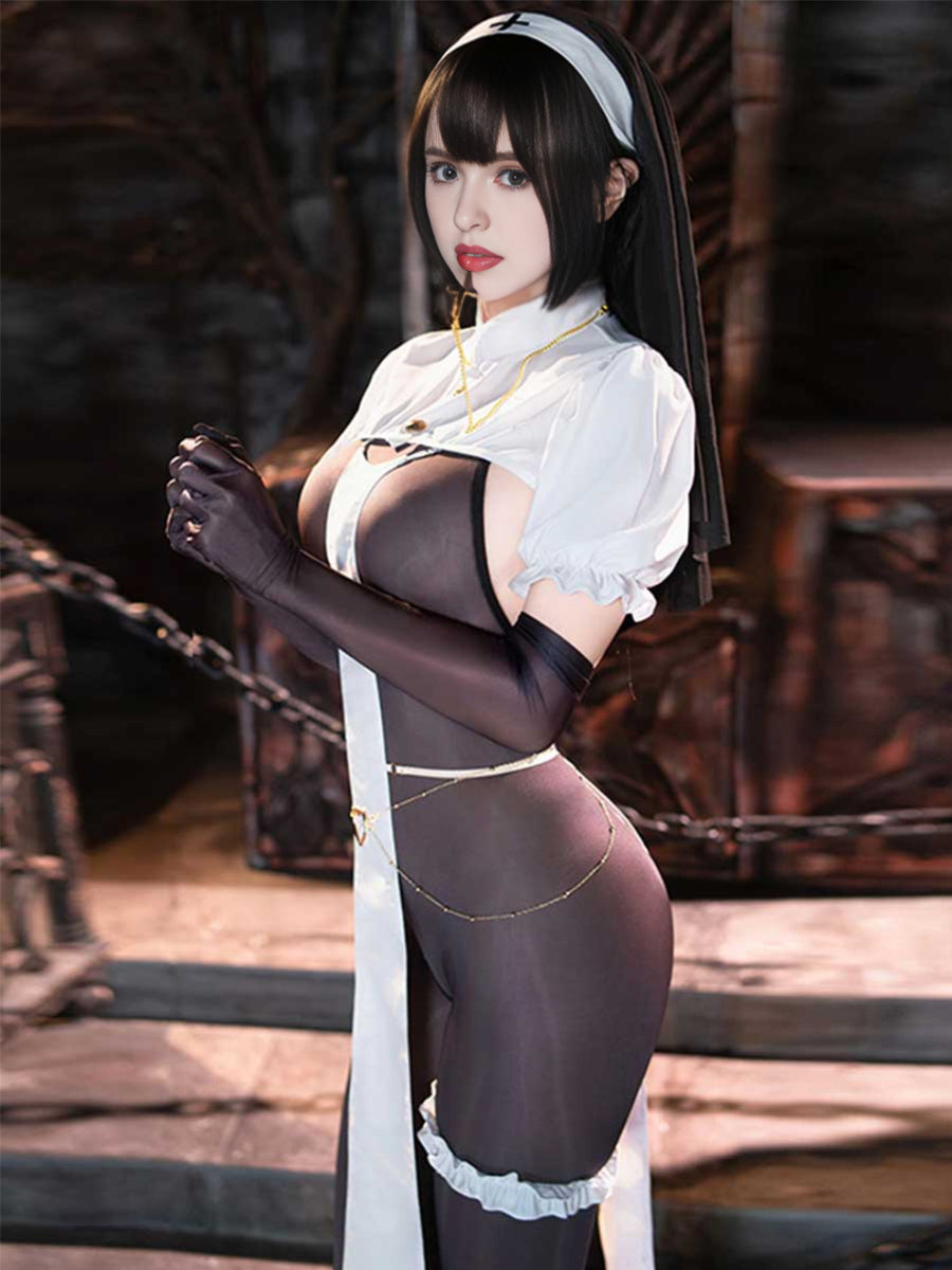 Plus Size Crotchless Nun Costume