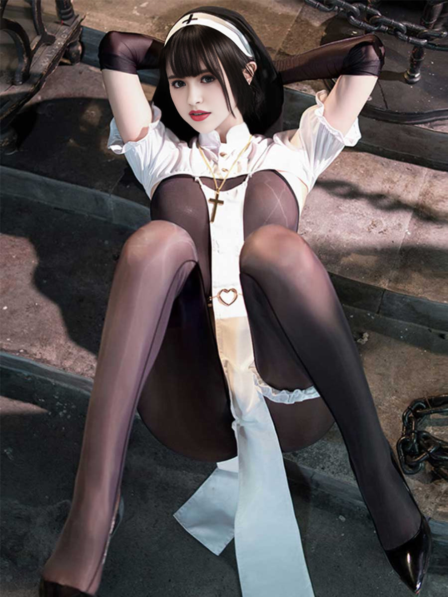 Plus Size Crotchless Nun Costume