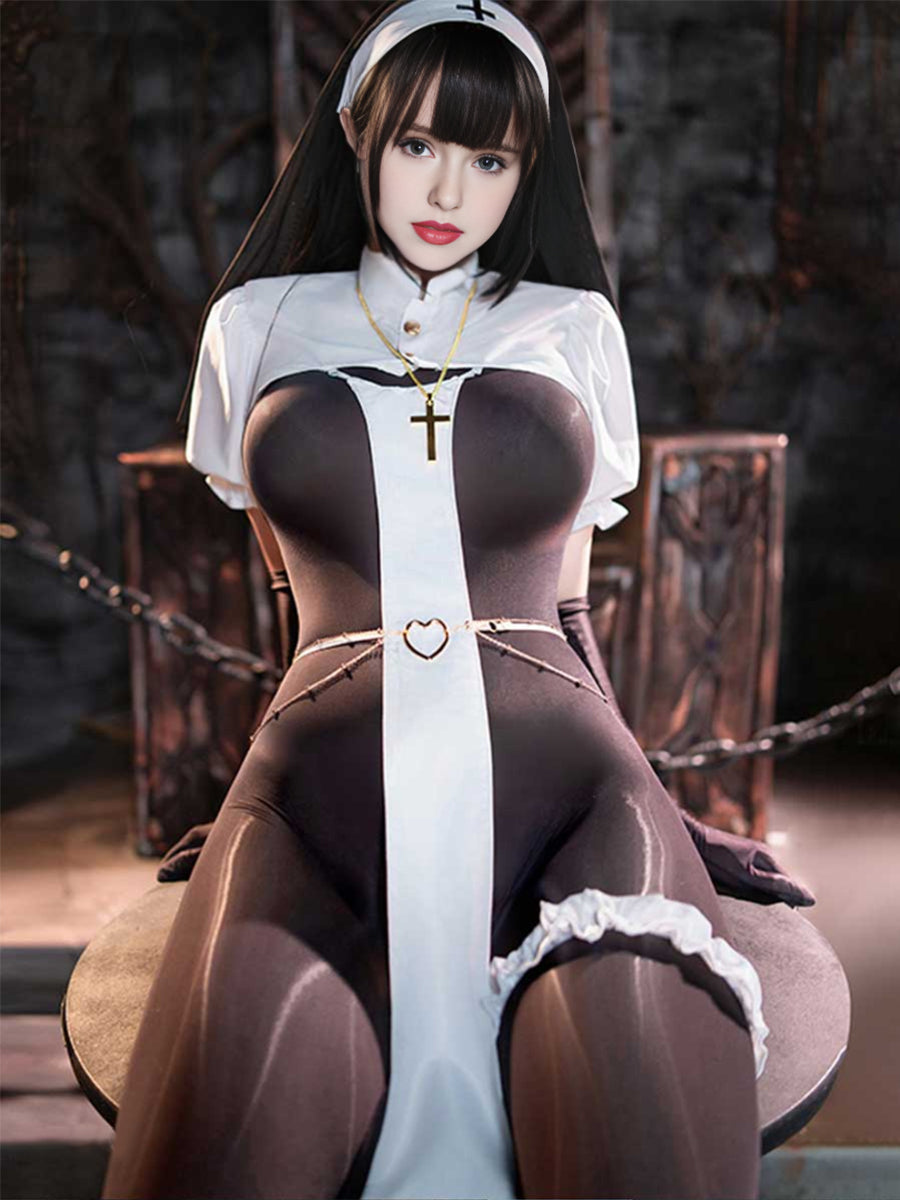 Plus Size Crotchless Nun Costume