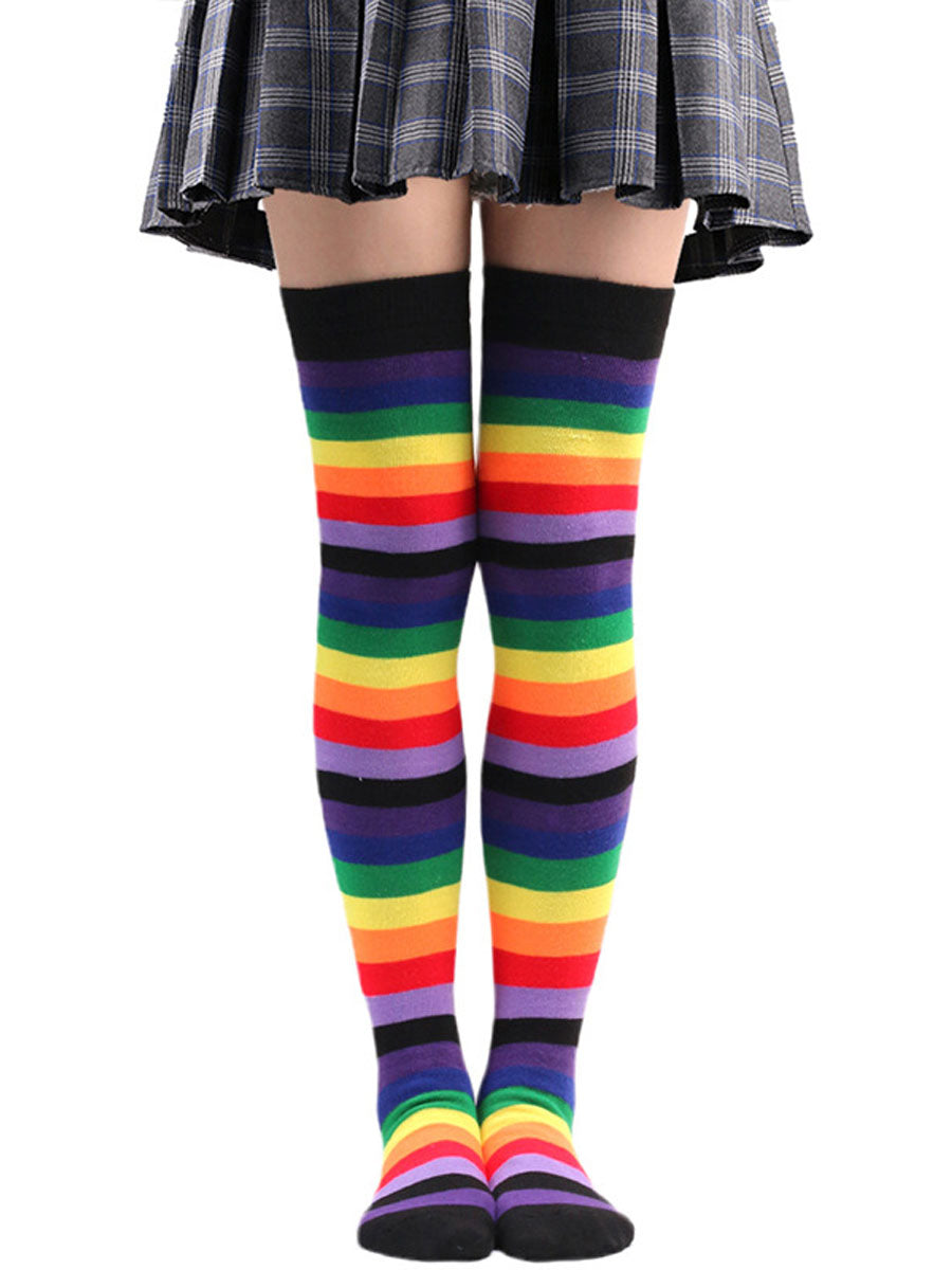 Rainbow Thigh High Stockings