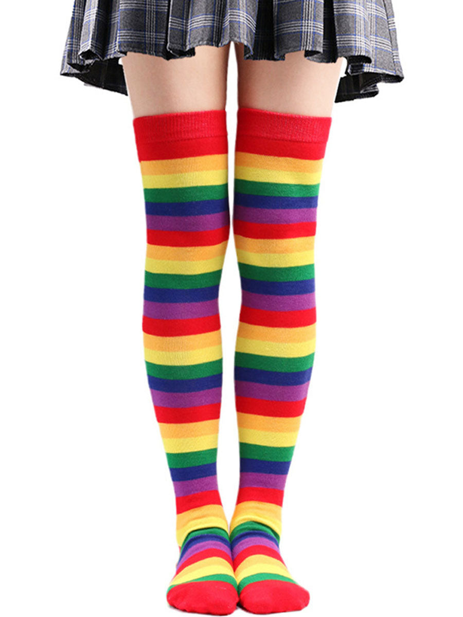 Rainbow Thigh High Stockings