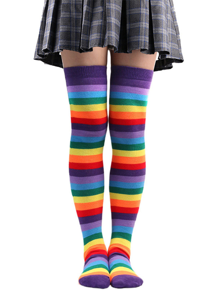 Rainbow Thigh High Stockings