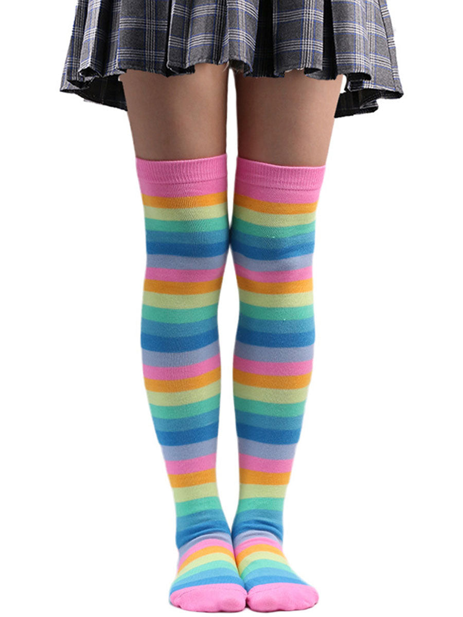 Rainbow Thigh High Stockings