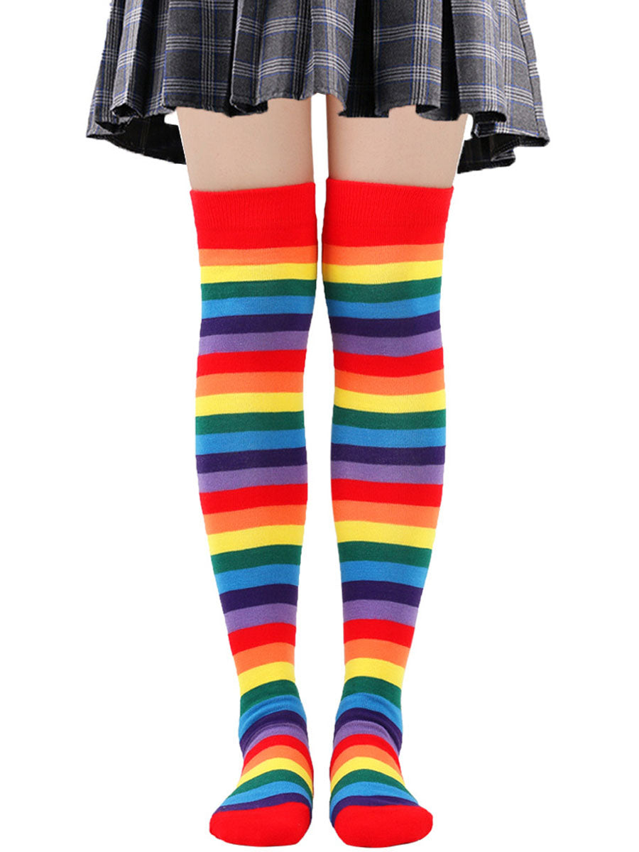 Rainbow Thigh High Stockings