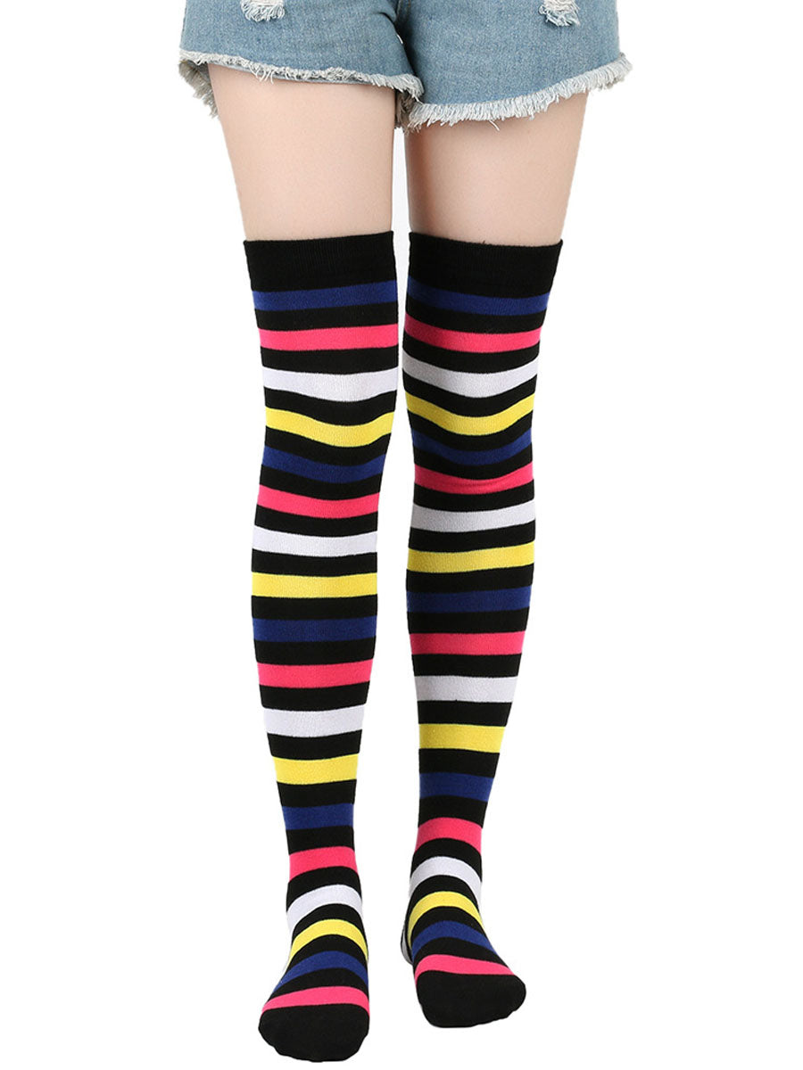 Rainbow Thigh High Stockings