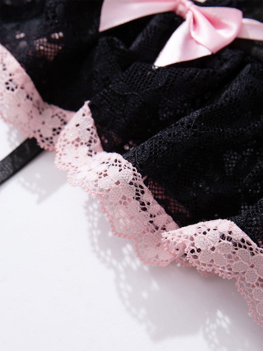 Black Lace Bustier Set
