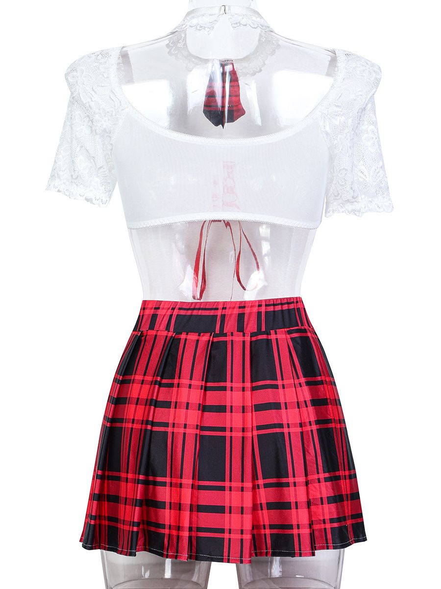 Red School Girl Skirt Set