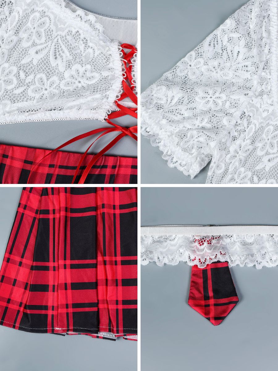 Red School Girl Skirt Set