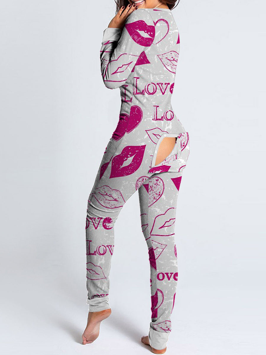 Love Valentines Butt Flap Pajamas