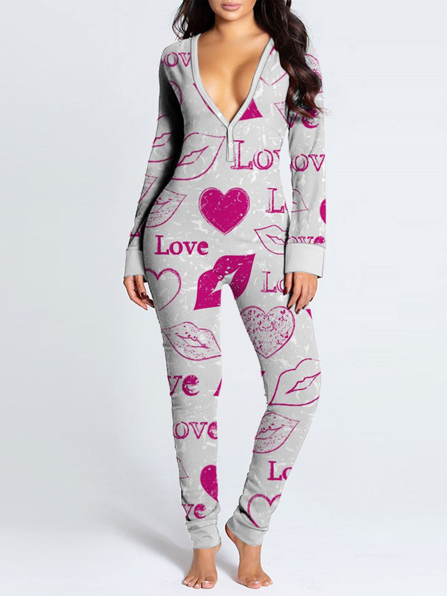 Love Valentines Butt Flap Pajamas