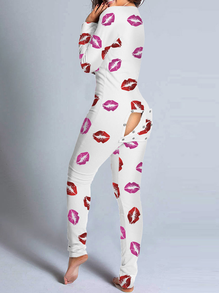 Love Valentines Butt Flap Pajamas