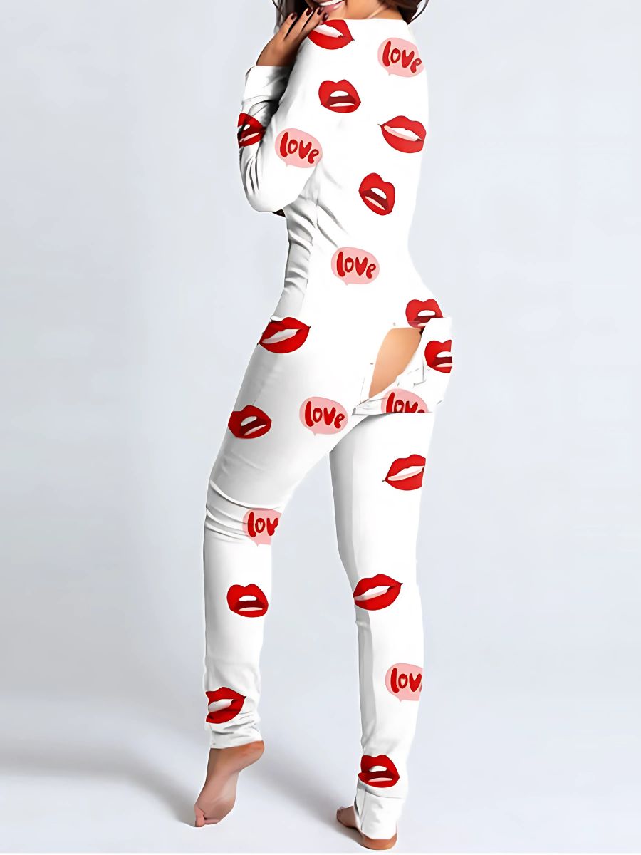 Love Valentines Butt Flap Pajamas