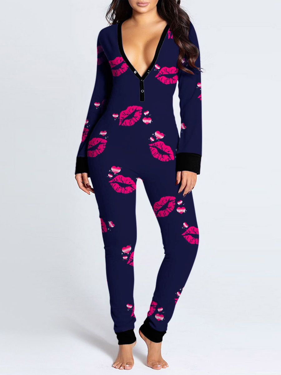 Love Valentines Butt Flap Pajamas