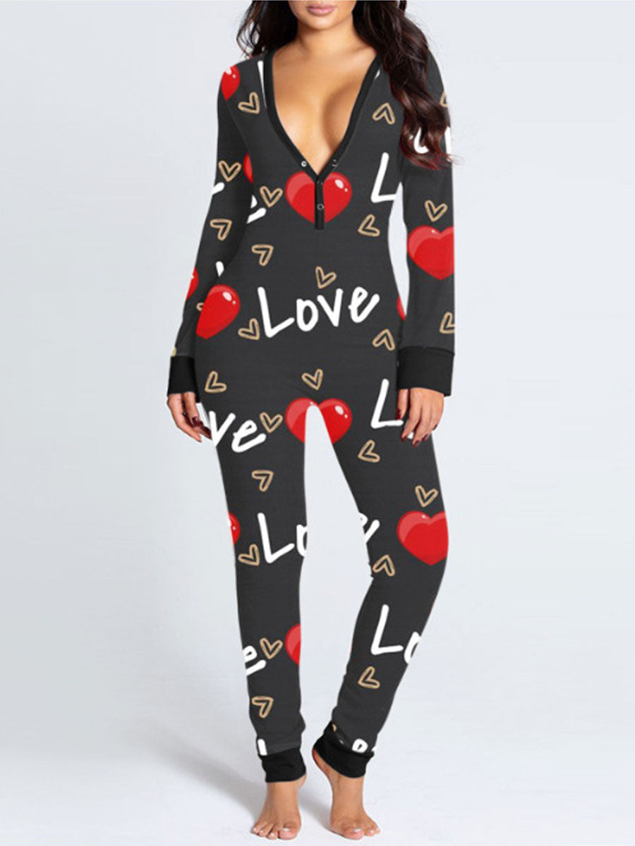 Love Valentines Butt Flap Pajamas