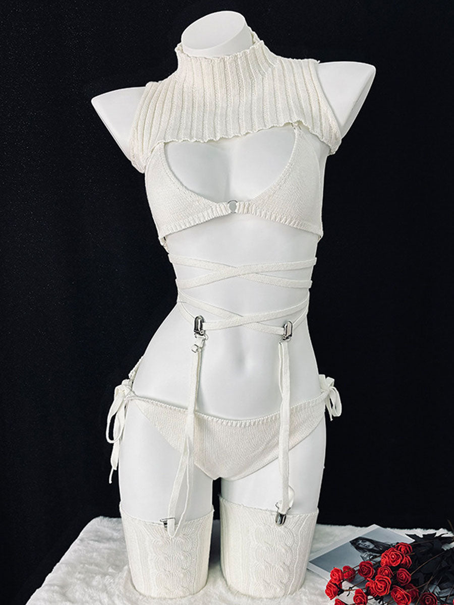 2 Colors Virgin Killer Sweater Set