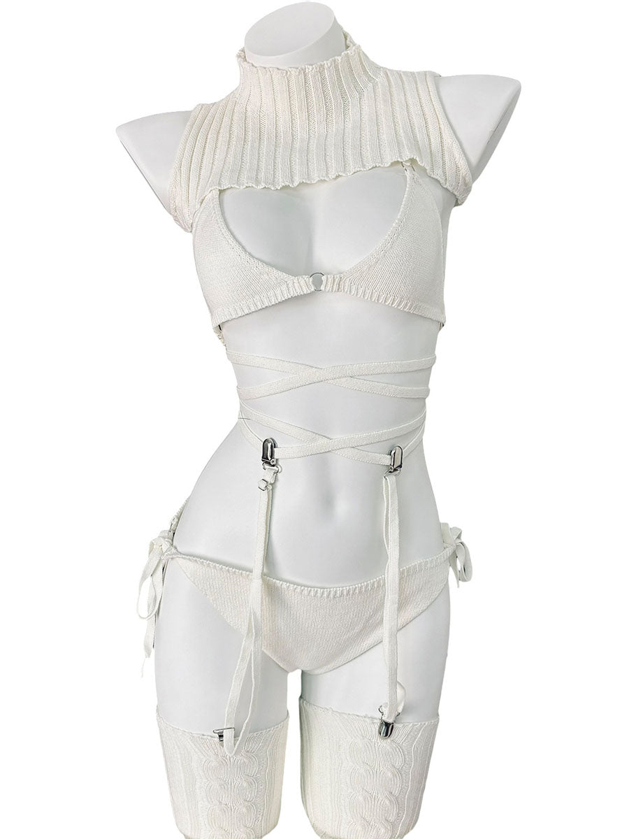 2 Colors Virgin Killer Sweater Set