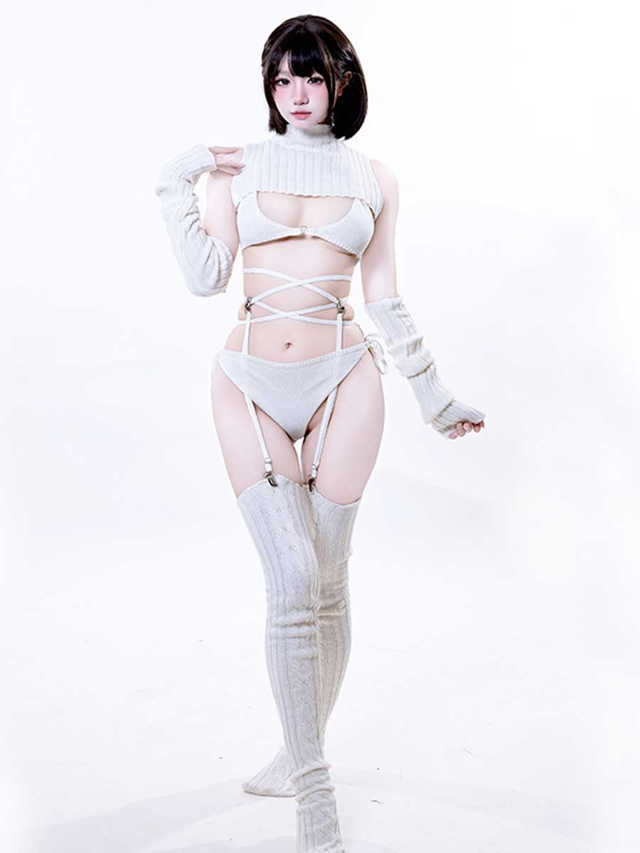 2 Colors Virgin Killer Sweater Set