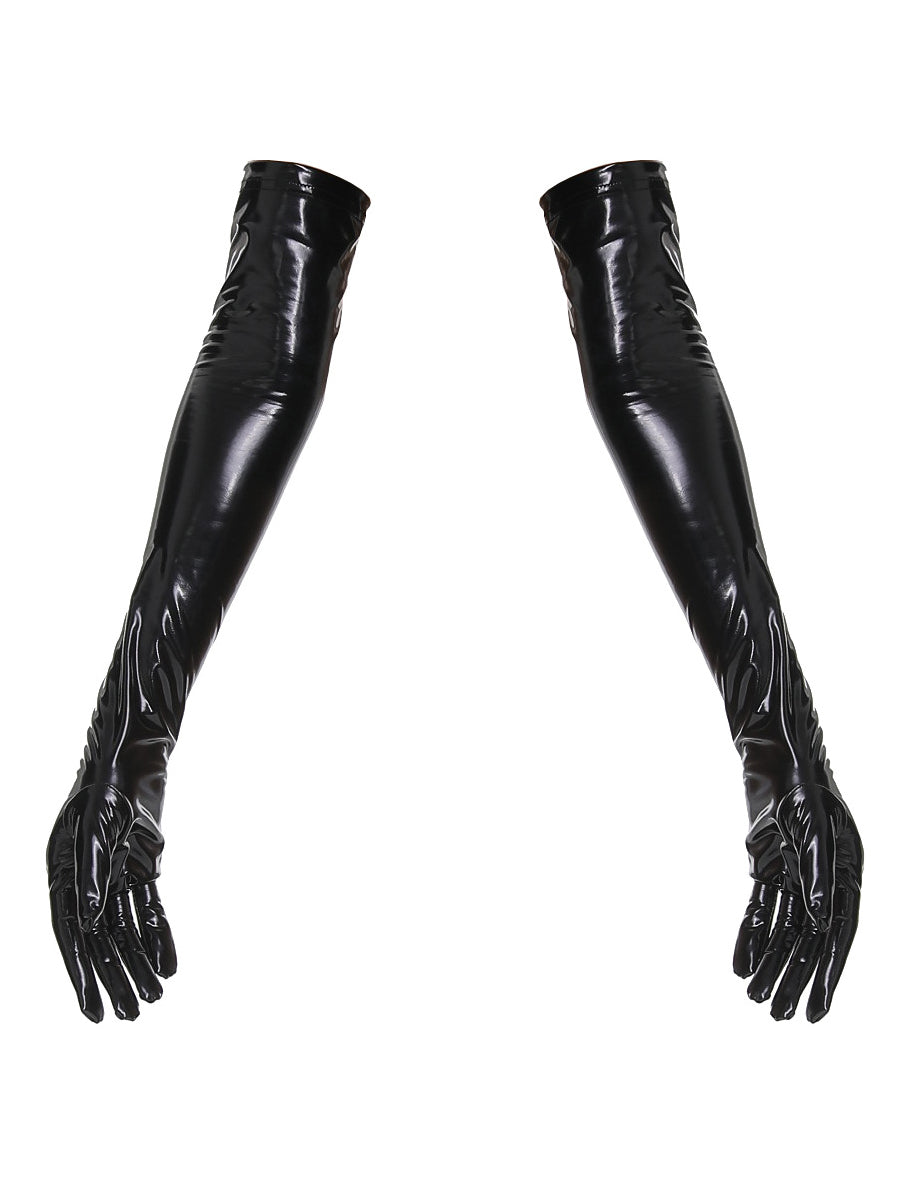 4-Piece Glossy Bodysuit Set with Leash