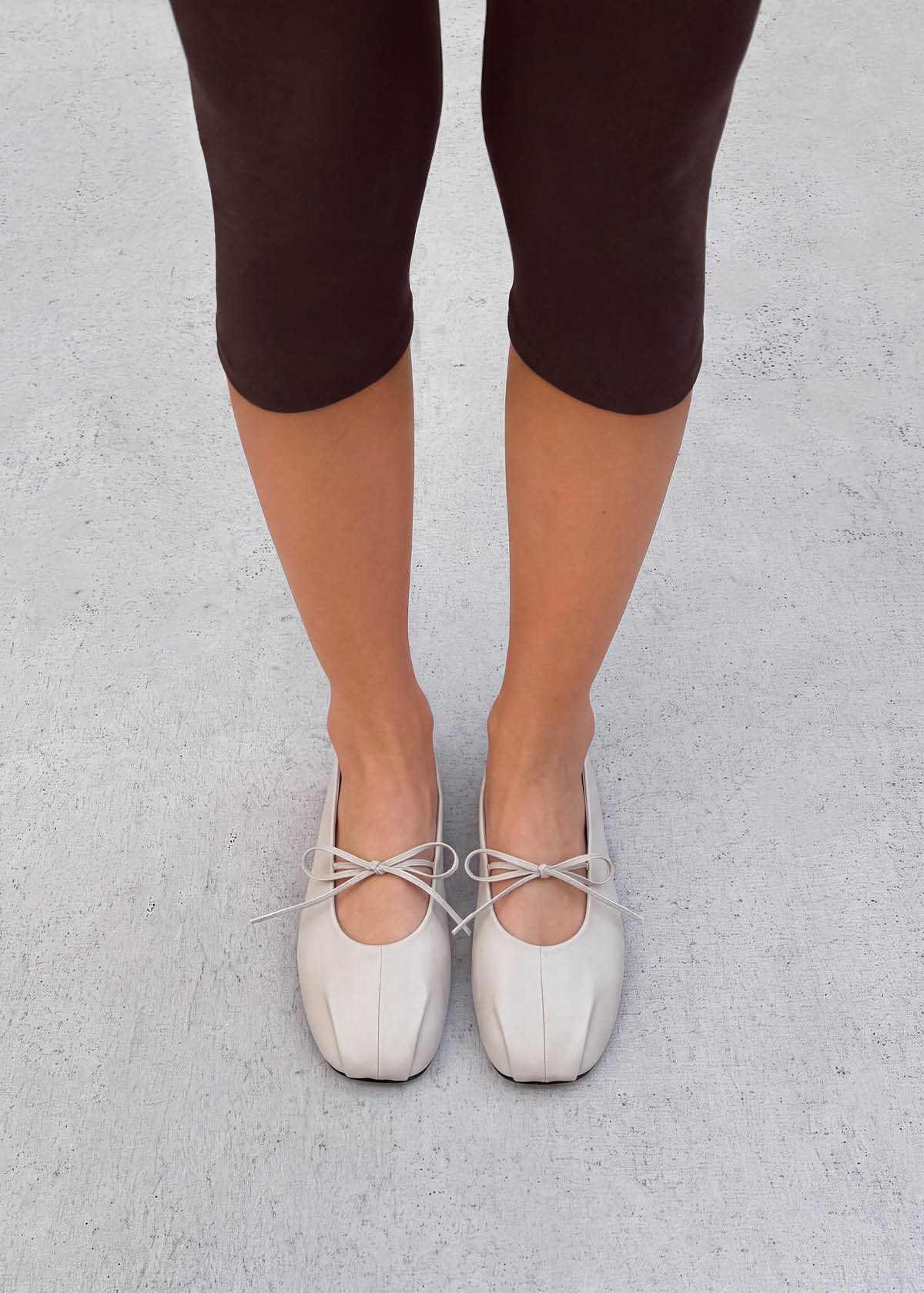 Elva Cream Leather Ballet Flats