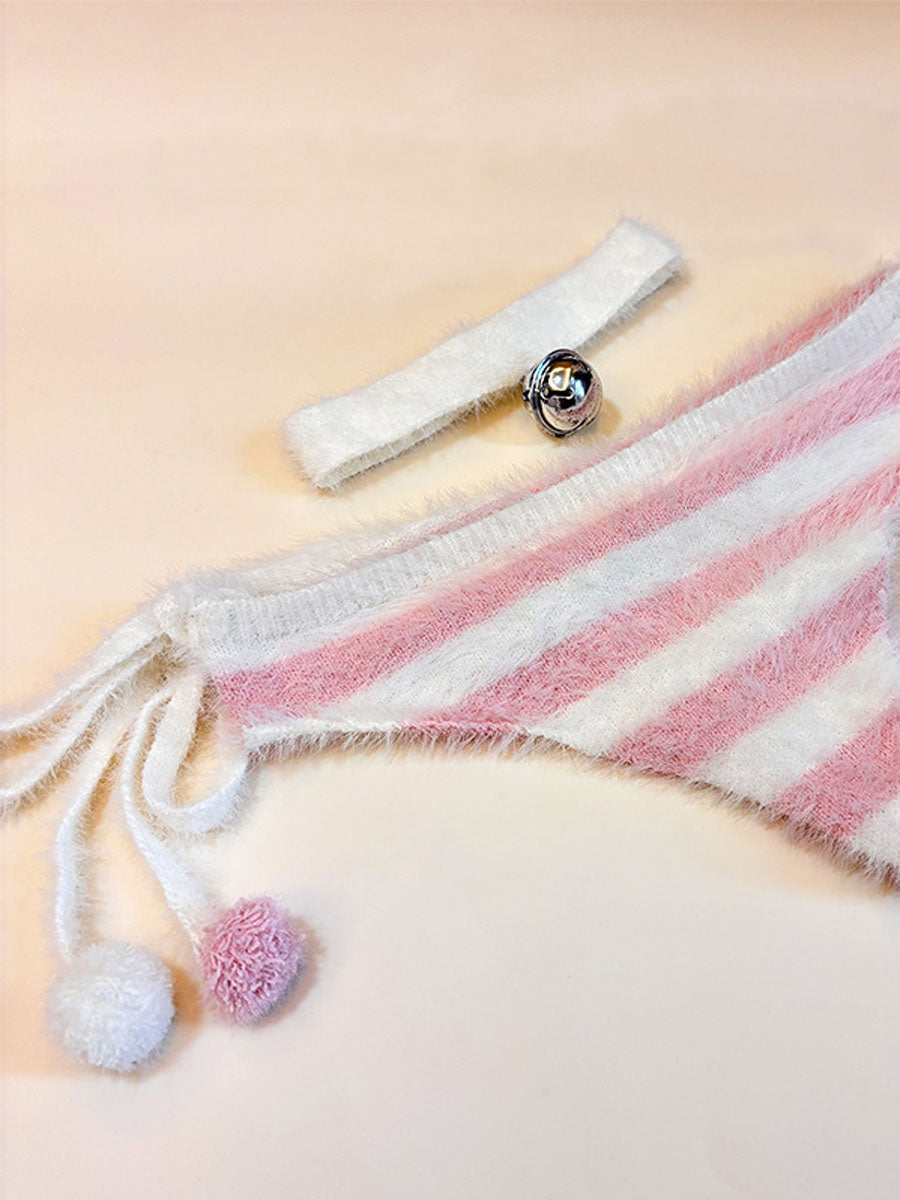 Fuzzy Striped Kitten Cosplay Lingerie Set