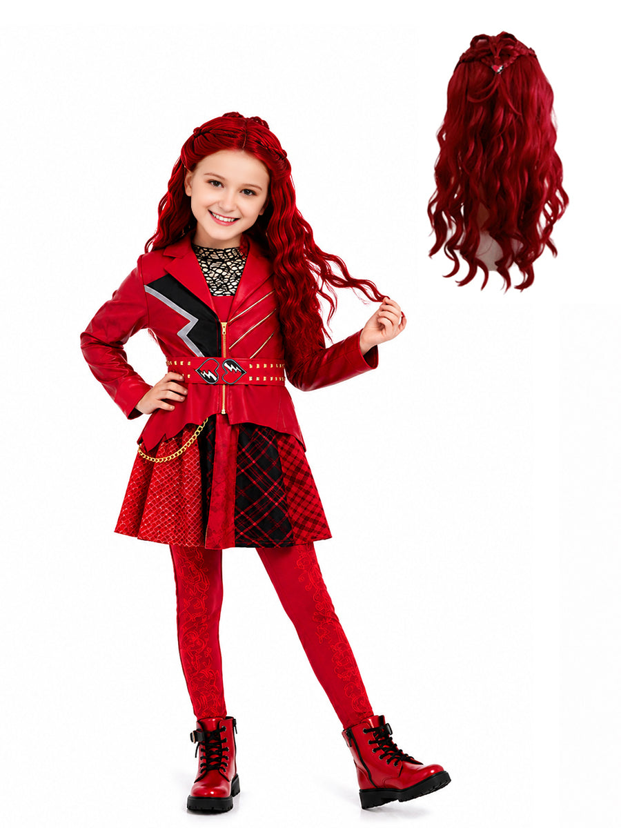 Kids Royal Heart Wonderland Princess Red Cosplay Costume