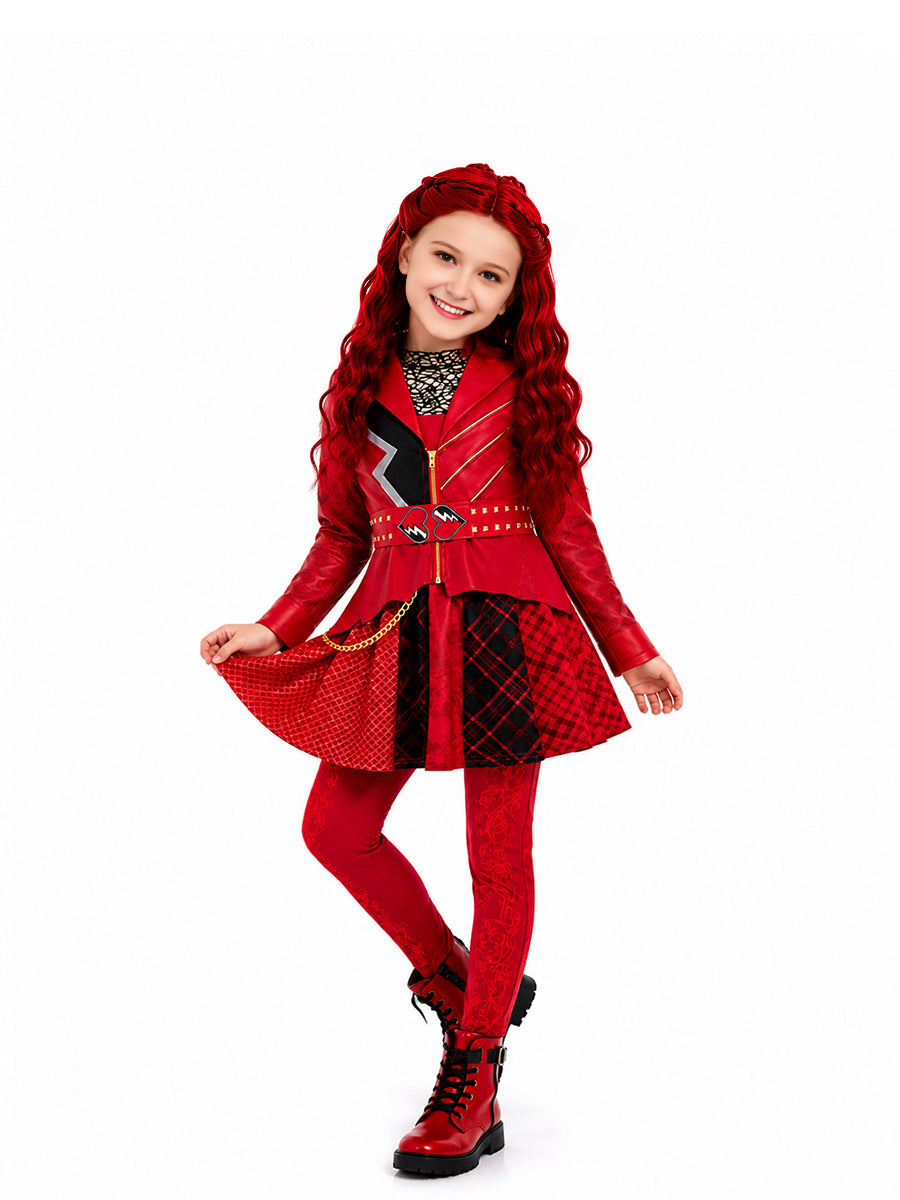 Kids Royal Heart Wonderland Princess Red Cosplay Costume